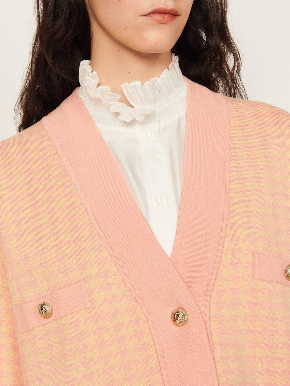 SANDRO | $415 Dane Oversized Houndstooth Cardigan - Picture 5 of 12